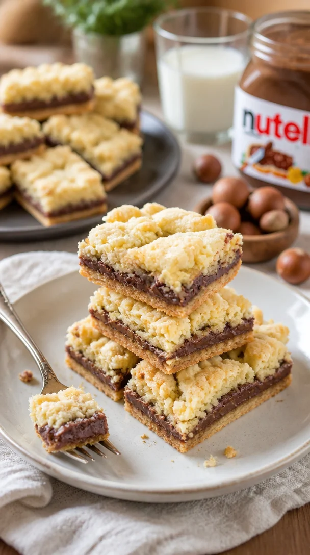 Leckerer Nutella-Kuchenriegel auf einem Teller