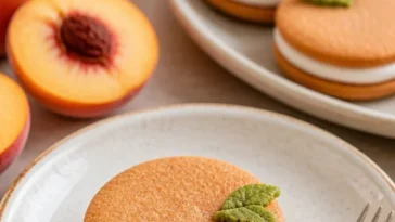 Leckere Orange-Vanille-Sandwichkekse auf einem Teller