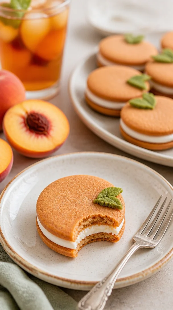 Leckere Orange-Vanille-Sandwichkekse auf einem Teller