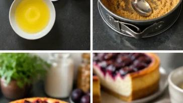 Pflaumen Käsekuchen mit frischen Pflaumen und cremigem Käsebelag