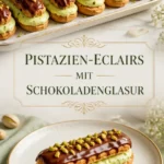 Leckere Pistazien Éclairs auf einem Teller