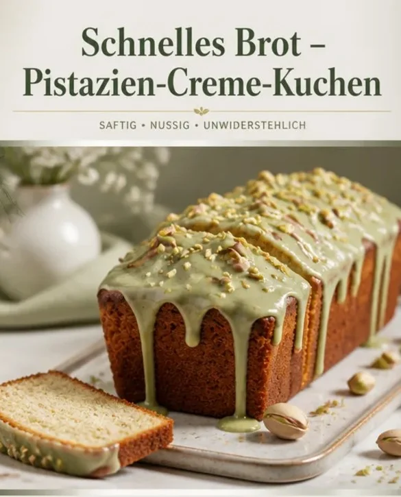 Leckeres Pistaziencreme-Brot auf einem Tisch serviert.