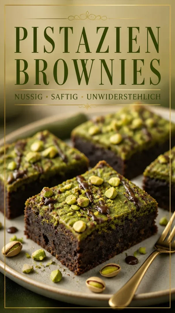 Pistazienwirbel-Brownies mit Schokolade und grünen Pistazien
