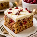 Saftiger Preiselbeer-Weihnachtskuchen mit festlicher dekoration