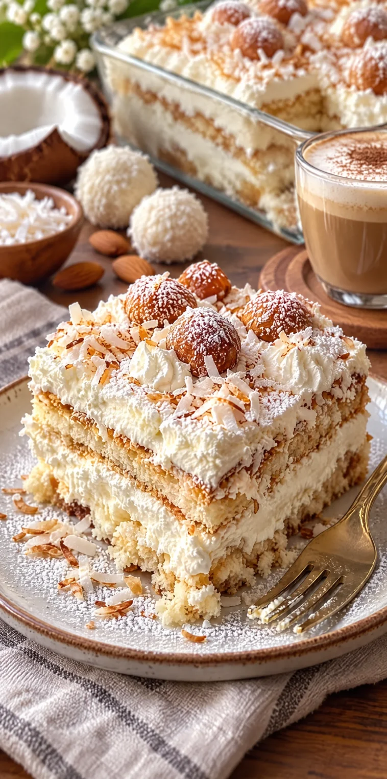 Raffaello Tiramisu ohne Backen, schnelles Rezept für einen süßen Genuss
