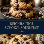 Reiche Schokoladenkekse mit geröstetem Kokosnuss und Mandeln auf einem Teller