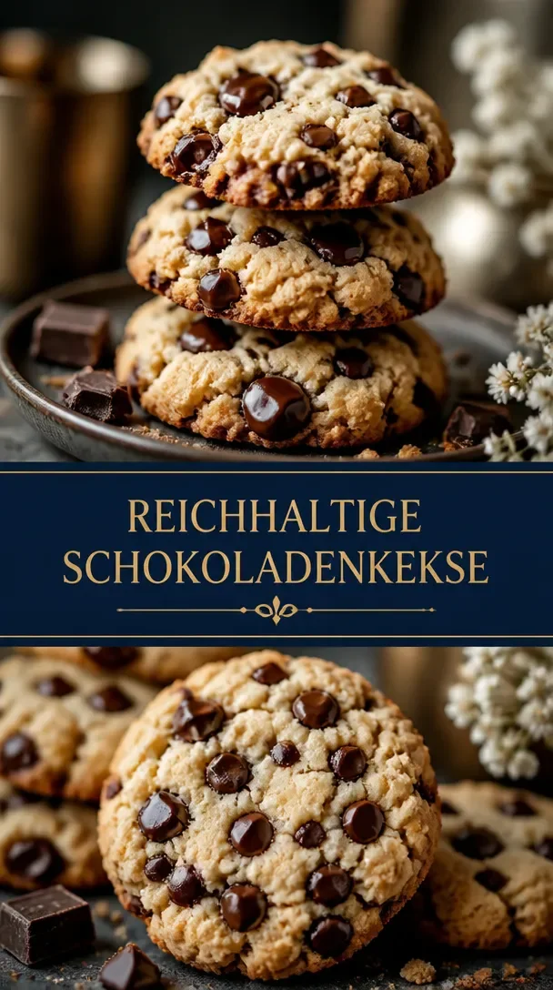 Reiche Schokoladenkekse mit geröstetem Kokosnuss und Mandeln auf einem Teller