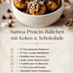Samoa-Kekse Proteinbällchen mit gerösteter Kokosnuss und Schokolade