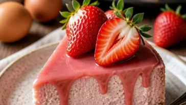 Samtiger Erdbeer-Cheesecake mit frischen Erdbeeren und cremiger Füllung