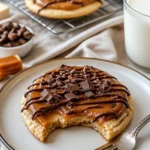 Leckere Twix-Style-Plätzchen mit Karamell und Schokolade auf einem Teller