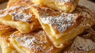 Warme, knusprige Apfelbeignets mit Zimtzucker auf einem Teller serviert