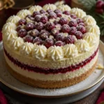 Festlicher Cranberry-Käsekuchen mit weißer Schokolade, perfekt für Weihnachten