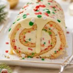 Leckere Weihnachts-Vanille-Rolle mit weihnachtlichem Dekor