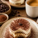 Zarte Tiramisu-Kekse mit Kaffeecreme auf einem Teller