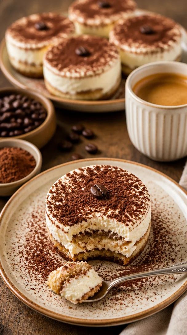 Zarte Tiramisu-Kekse mit Kaffeecreme auf einem Teller