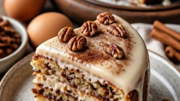 Leckerer Zimtkuchen auf einem Teller mit Zimtstangen