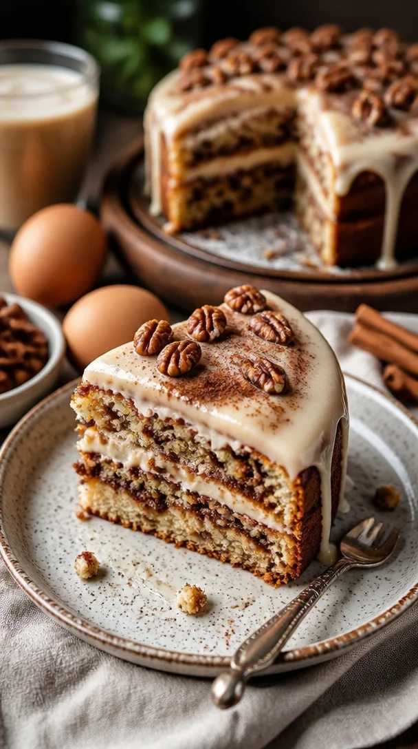 Leckerer Zimtkuchen auf einem Teller mit Zimtstangen