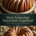 Zimtschnecken-Sauerrahm-Bundt-Kuchen auf einem Teller, frisch gebacken