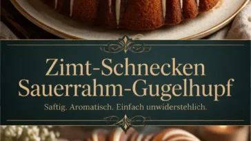 Zimtschnecken-Sauerrahm-Bundt-Kuchen auf einem Teller, frisch gebacken