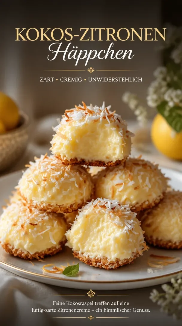 Zitronen-Kokosnuss-Cheesecake-Kekse auf einem Teller