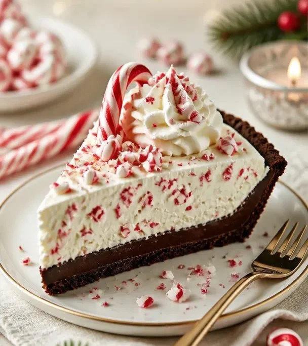 Zuckerstangen-Pie – cremig, minzig und ohne Backen, ideal für Festlichkeiten