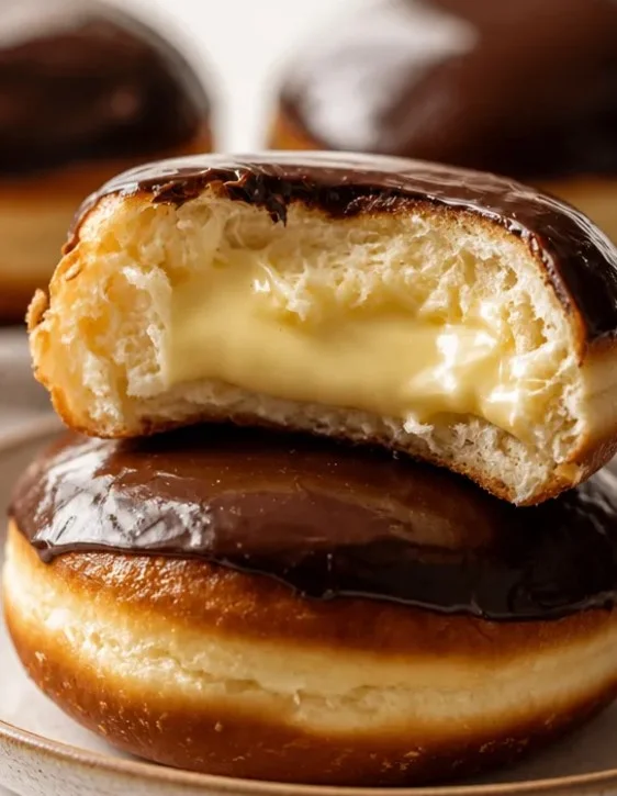 Boston Cream Donuts - weich gefüllt mit Vanillecreme und überzogen mit Schokolade