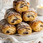 Leckeres Schokoladencroissant auf einem Teller, perfekt für den Frühstückstisch.