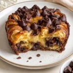 Dekadenter Schokoladen-Croissant-Frühstücksauflauf mit Schokoladenstücken