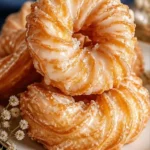Leckere französische Crullers, im Ofen gebacken, leicht und glasiert.