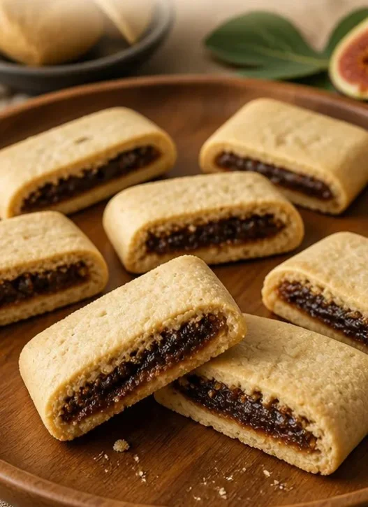 Hausgemachte Feigen Newtons frisch gebacken auf einem Teller
