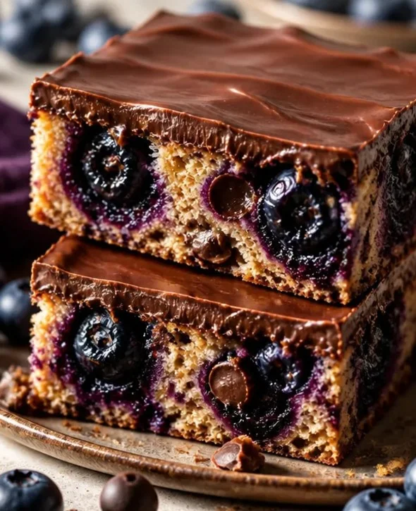 Heidelbeer-Schokoladenriegel als einfaches No-Bake-Dessert