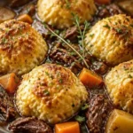 Irische Eintopfknödel auf einem Teller serviert, ideal für ein herzhaftes Gericht.