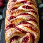 Frisches Himbeerbrot mit saftigen Himbeeren und goldbrauner Kruste