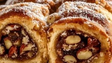Italienischer Nussrolle-Keks mit Nüssen und Schokolade, perfekt zum Genießen.