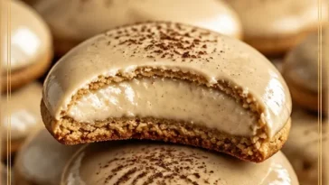 Leckere Kaffee-Käsekuchen-Kekse auf einem Teller serviert