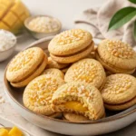 Frische Kokosnuss-Mango-Kekse auf einem Teller, perfekt zum Genießen