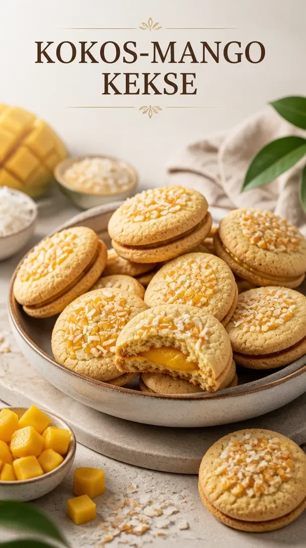 Frische Kokosnuss-Mango-Kekse auf einem Teller, perfekt zum Genießen