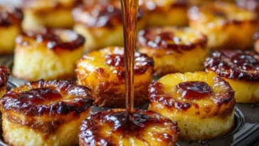 Mini-Ananas-Wendekuchen-Cheesecakes als tropisches Dessert