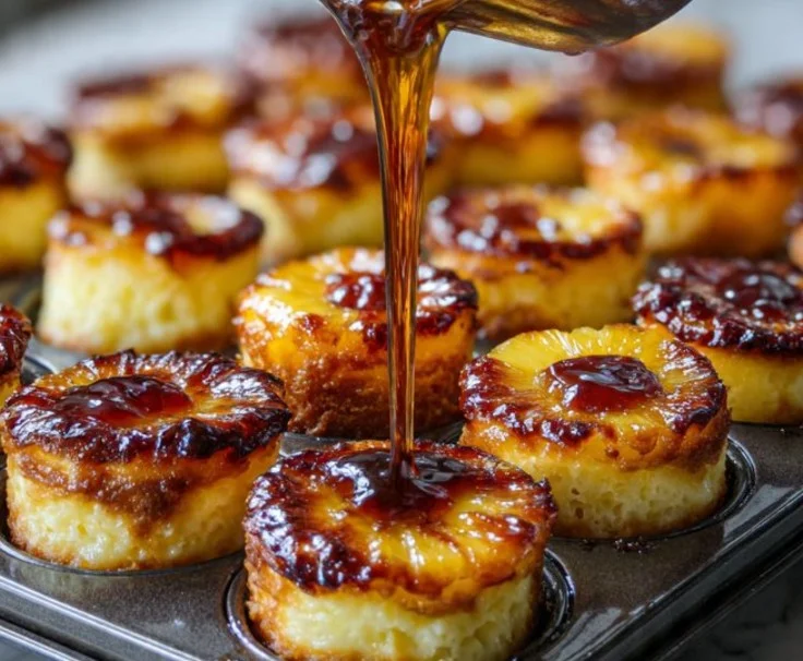 Mini-Ananas-Wendekuchen-Cheesecakes als tropisches Dessert