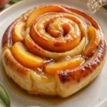 Pfirsich-Pie-Zimt-Teilchen mit frischen Sommerpfirsichen und Zimt