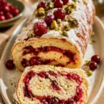 Priselbeer-Pistazien-Weihnachts-Rolle, ein einfaches Feiertagsrezept