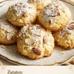 Italienische Mandel-Ricotta-Kekse auf einem Teller, bereit zum Genießen.