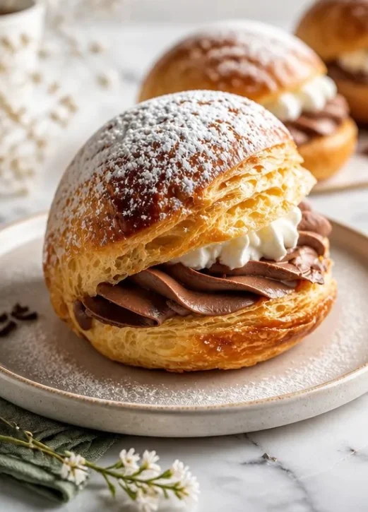 Schokoladen-Maritozzi, italienische Sahnebrötchen mit Schokolade