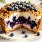 Blaubeer-Frischkäse von Sherry, verziert mit frischen Blaubeeren und Kräutern