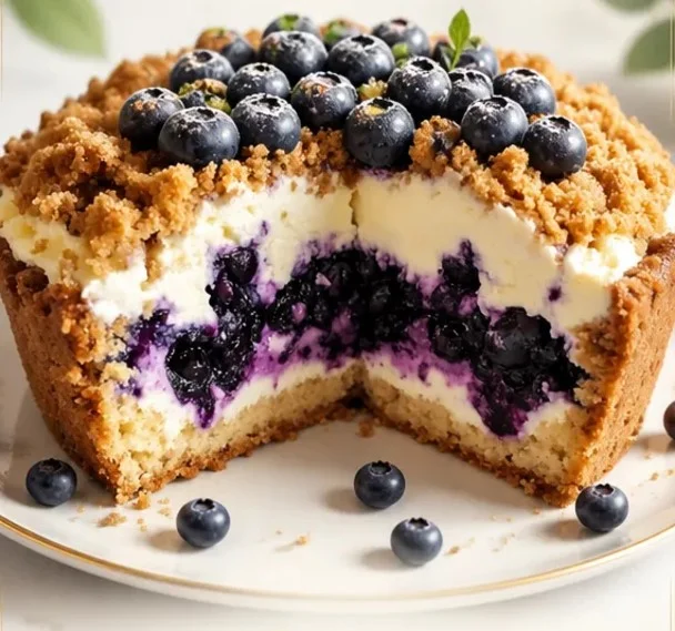 Blaubeer-Frischkäse von Sherry, verziert mit frischen Blaubeeren und Kräutern