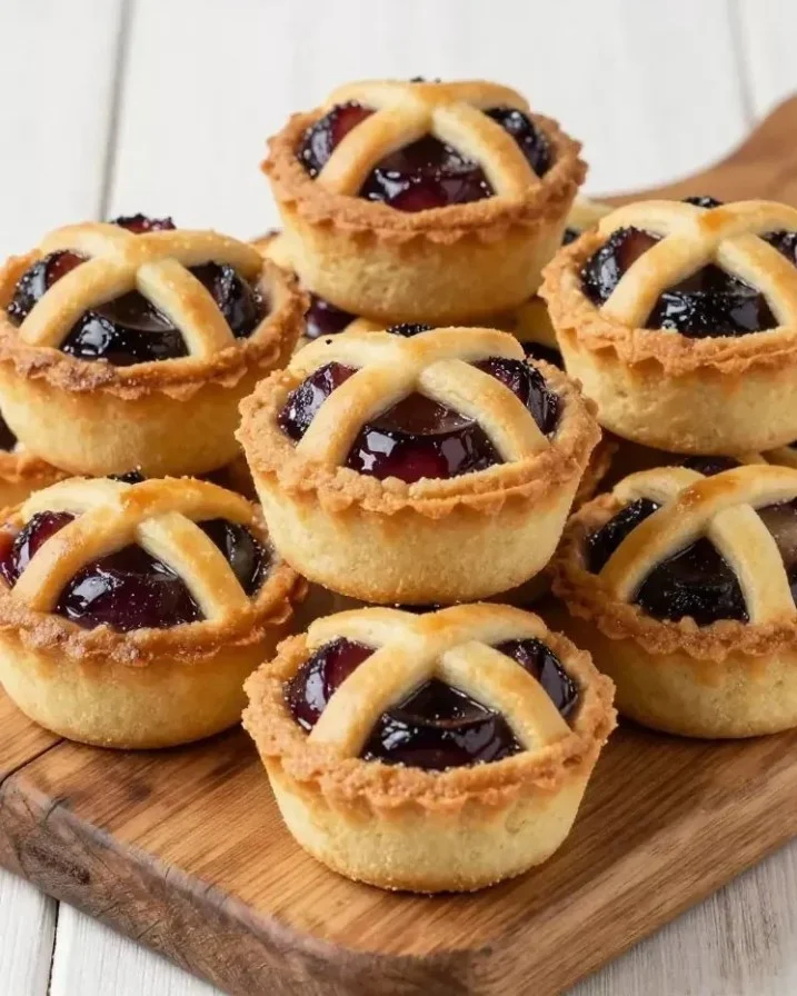 Leckere Törtchen mit Pflaumen, ideal für ein antillaisches Dessert.