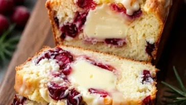 Weihnachtlicher Cranberry-Pfundkuchen mit Frischkäseglasur für festliche Anlässe