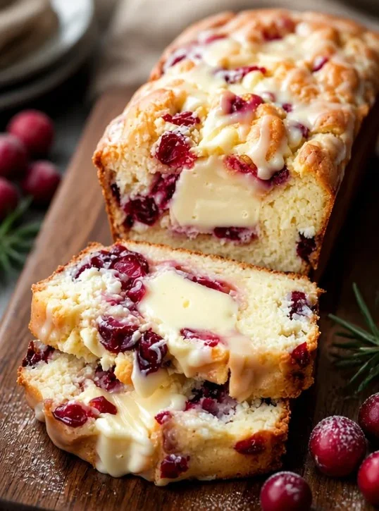 Weihnachtlicher Cranberry-Pfundkuchen mit Frischkäseglasur für festliche Anlässe