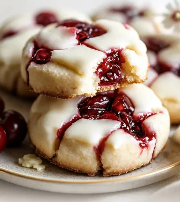 Weiße Schokoladen-Kirsch-Shortbread-Kekse für Weihnachten