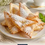 Zartes italienisches Crostoli-Dessert, knusprig und leicht für den Karneval